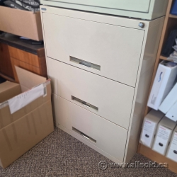 Tan 3 Drawer Full Flip Front Lateral File Cabinet